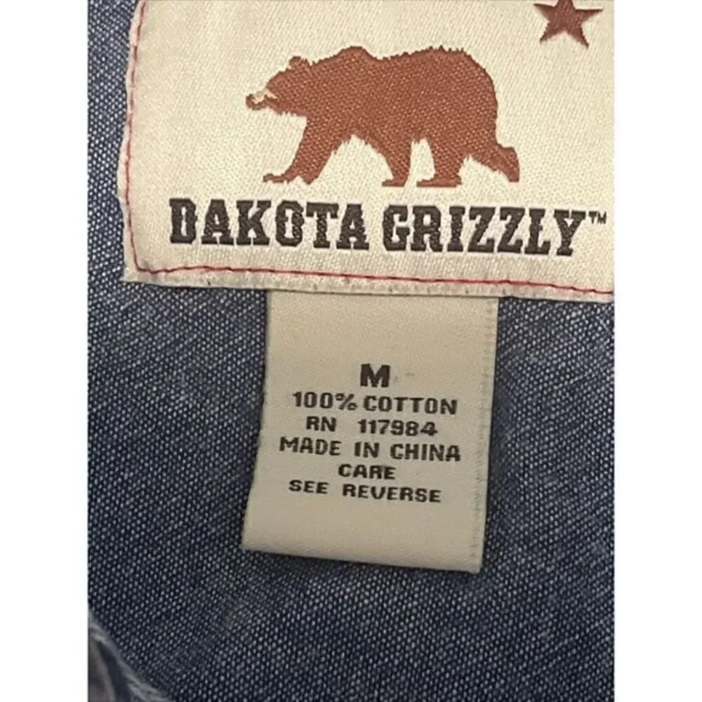 Dakota Grizzly Shirt Mens M Blue Tan‎ Plaid Pearl Snap Pockets Western